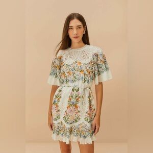 Farm Rio Off-White Sweet Bloom Bouquet Mini Dress